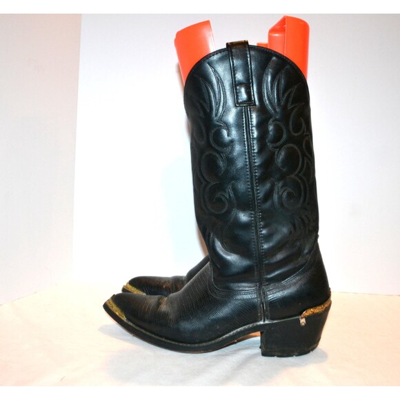 Vintage Western Boots Black Laredo Fun Work Western - Picture 1 of 6